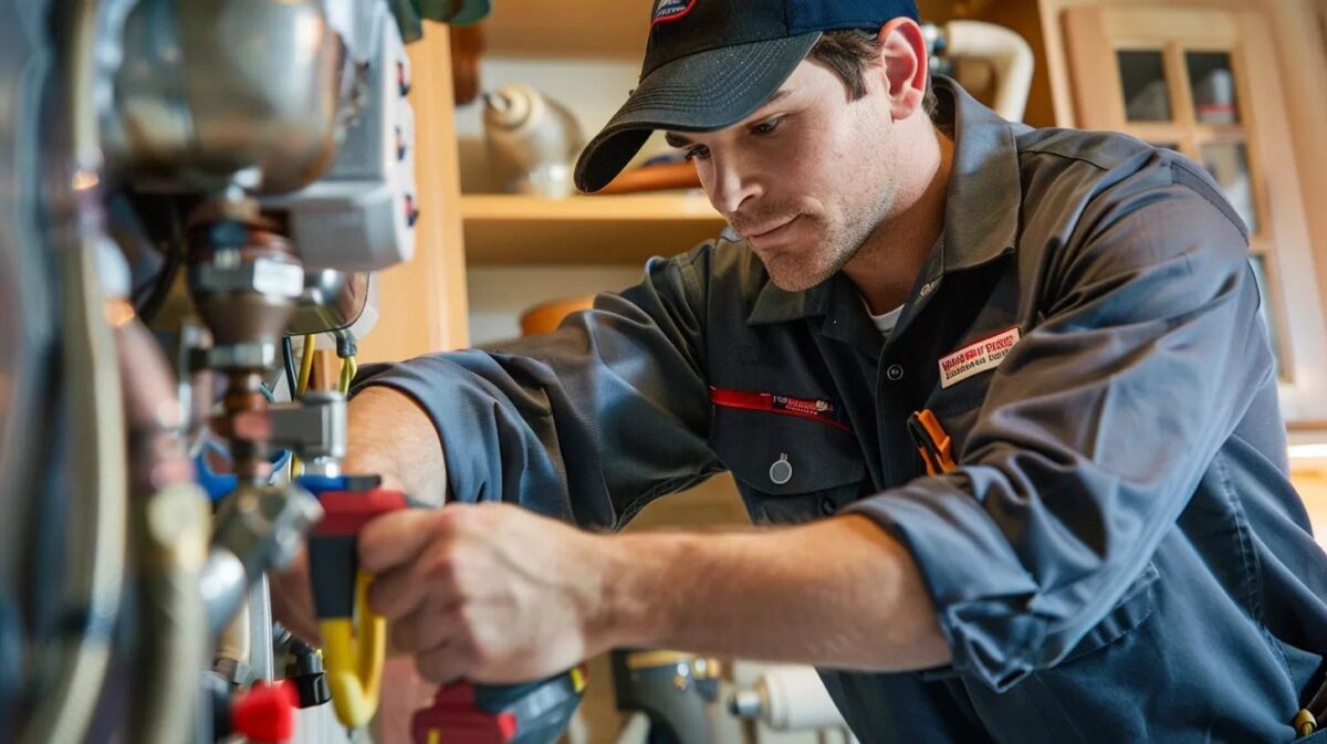 Professional plumber fixing a plumbing issue in a home, showcasing emergency plumbing services