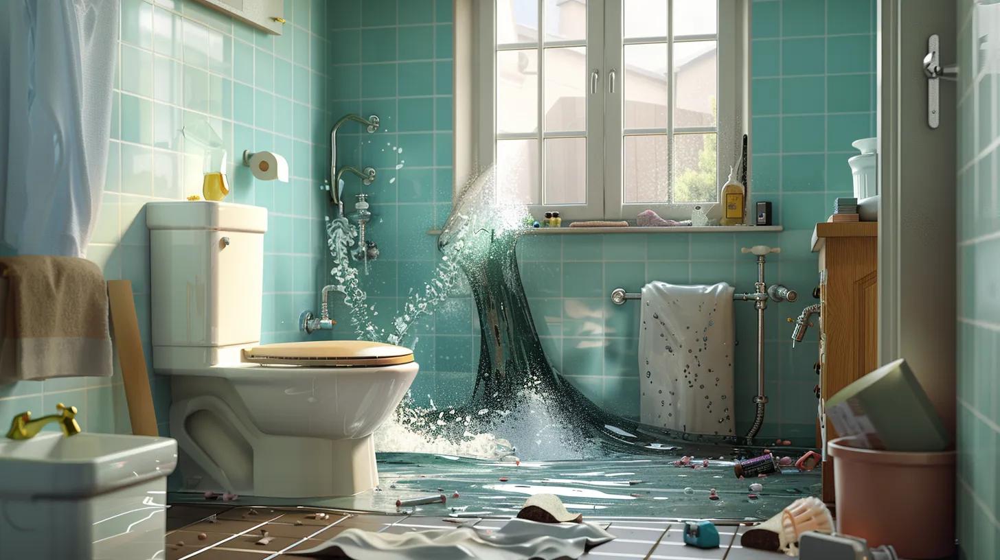 Visual representation of common plumbing issues like burst pipes and overflowing toilets