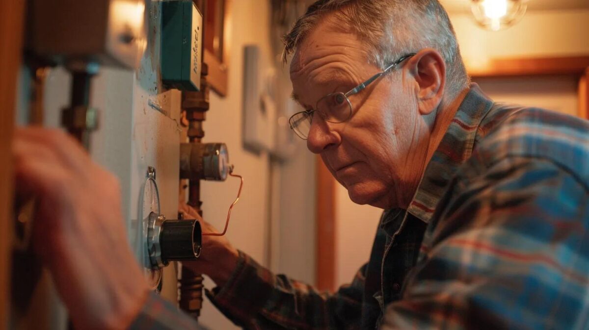 Homeowner inspecting for hidden leaks in a cozy Zion Crossroads home