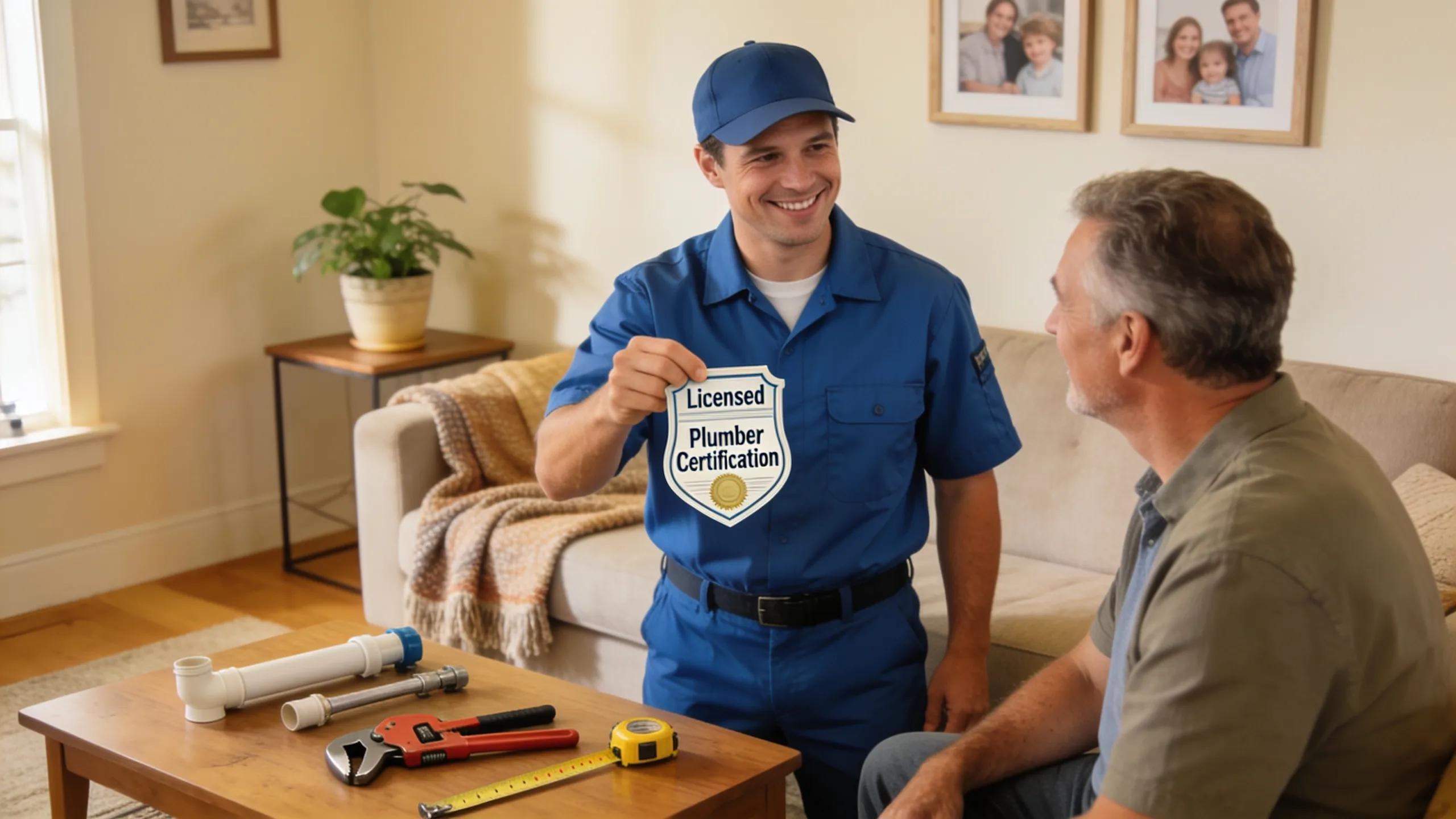 Licensed plumber interacting with a homeowner, showcasing trust in after-hours plumbing repairs.