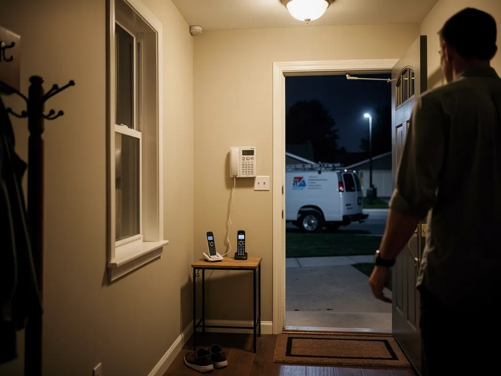 Dispatcher answering an emergency plumbing call overnight