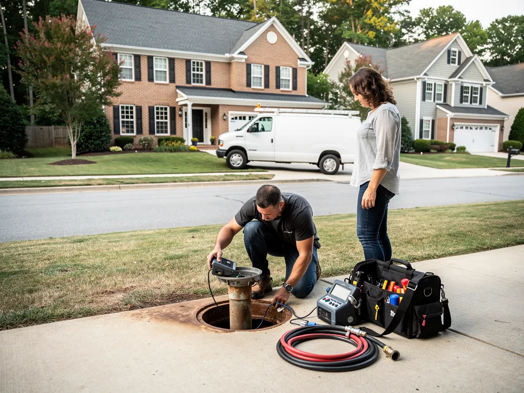 Wet Spot Plumbing service van parked at a Central Virginia home