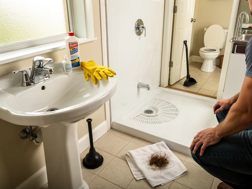 Clearing clogs in a kitchen sink, bathroom sink, shower, and toilet