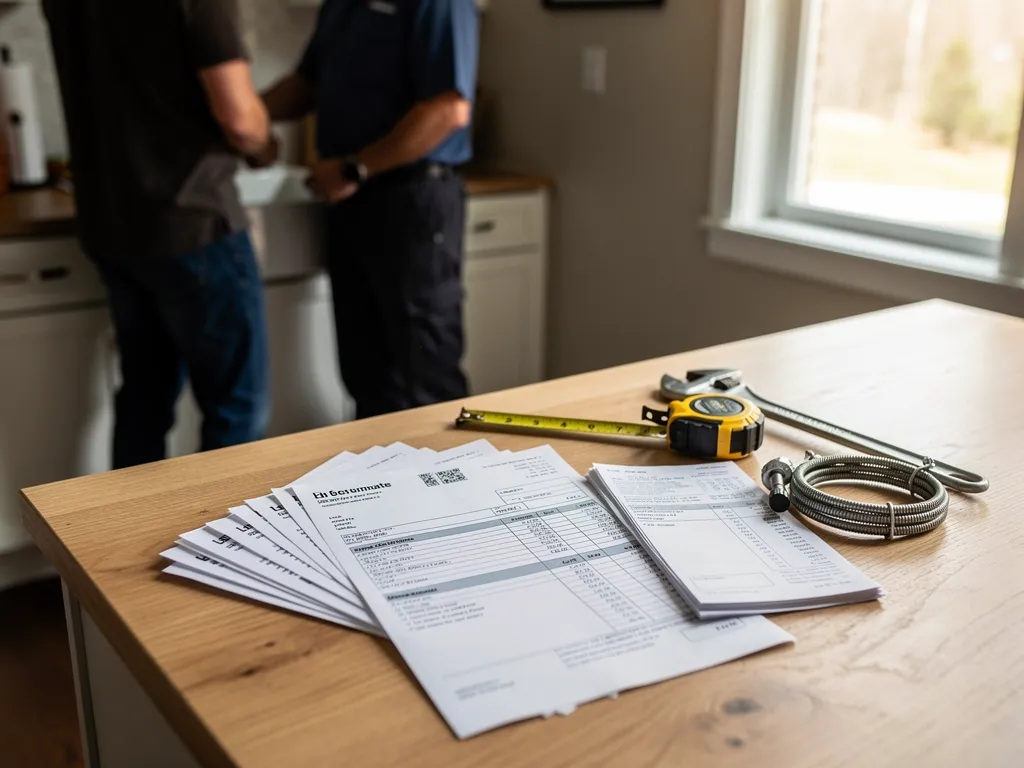 Homeowner and technician reviewing itemized drain cleaning pricing