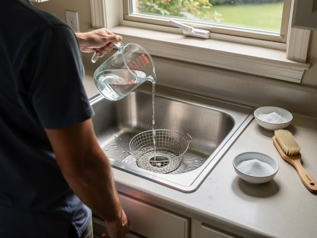 Drain strainer catching debris in a kitchen sink