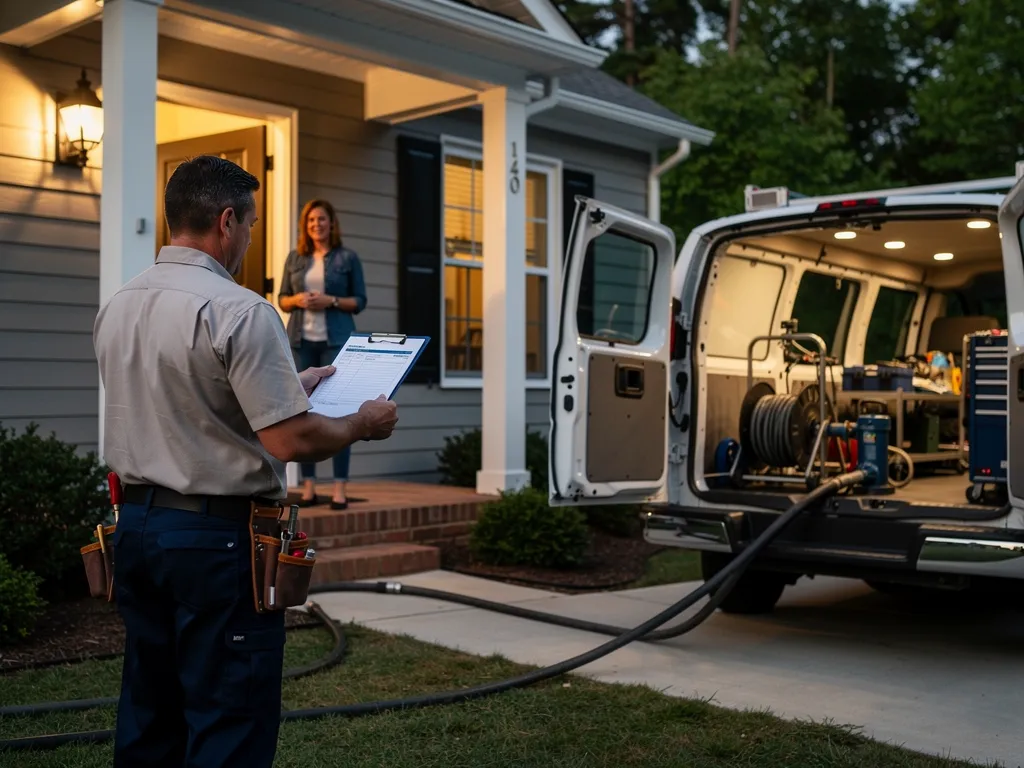 Licensed Master Plumber arriving at a Central Virginia home